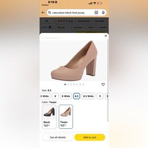 Naturalizer Elegant Taupe Block Heel Pumps